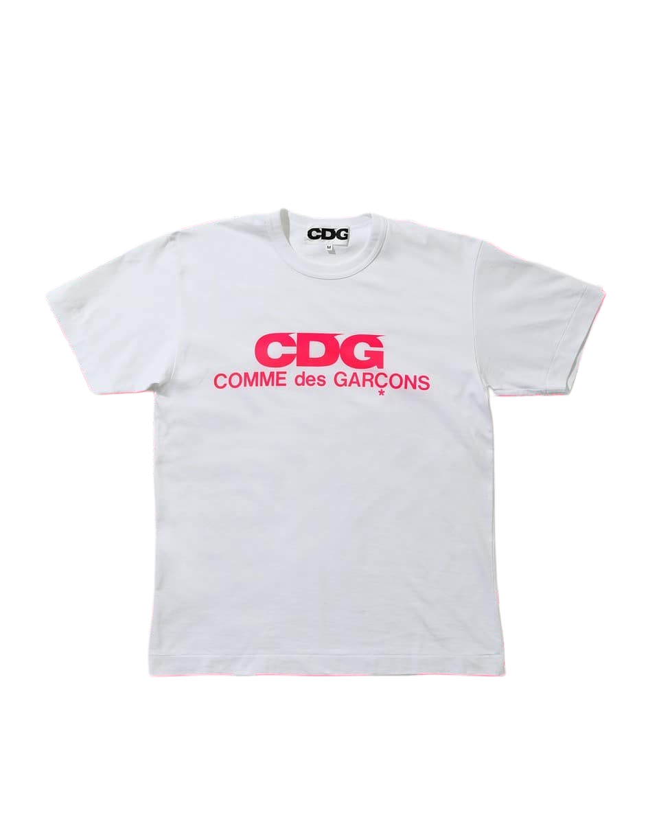 CDG Pink Logo T-Shirt White CDG Pink Logo T-Shirt White